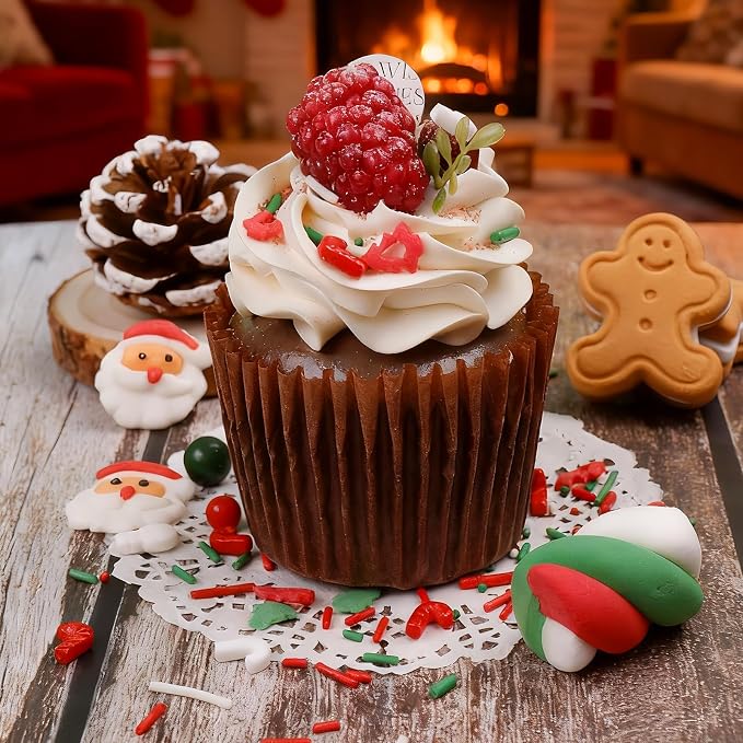 Christmas Sprinkles for Baking, 4.6oz Sprinkles Mix with 6 Sugar Santa, Edible Tree, Snowmen, Cane, for Cupcake, Cookie, Ice Cream, Donuts and Cake Decorating