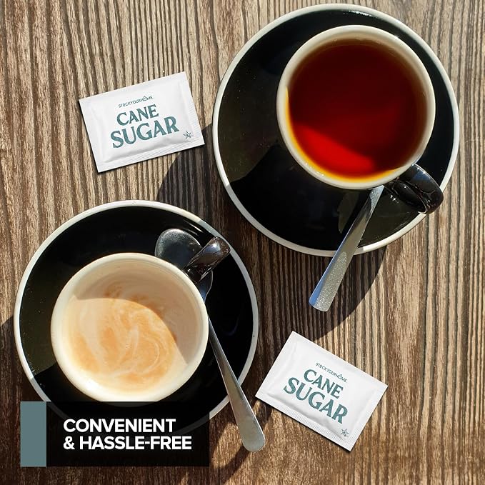 Bulk Sugar Packets, 500 Count - Individual Servings of White Sugar Packets for Coffee and Tea, Granulated Sugar Packs Great for Restaurants, Coffee Shops, Offices, Schools, and More