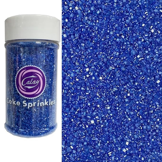 Sentovac Royal Blue Sanding Sugar for Baking Edible Sparkling Coarse Sugar Crystals Sprinkles for Baking Topping Cake Cookie Cupcake Topper Ice Cream Decoration Supplies 3.2 OZ