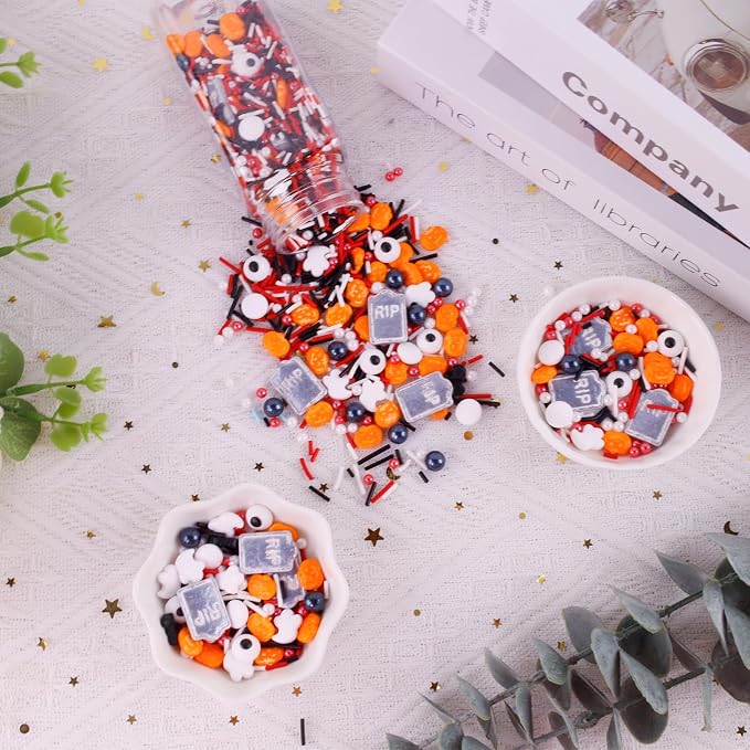 Candy Eyeballs Halloween Sprinkles Edible Eyes for Decorating Pumpkin Ghost Tombstones Sprinkle Candy Eyes Edible Eyeball Sprinkle Sugar Pearls Cake Decorations for Halloween Cupcakes Cookie 3.5 Oz