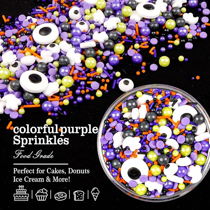 Halloween Eye Sprinkles for Cake Decorating, 150g/5.29oz, Edible Candy Eyeballs, Pearl Sugar Sprinkles Mix, Perfect for Cake Decoration, Cupcake Decorations Donuts Toppings