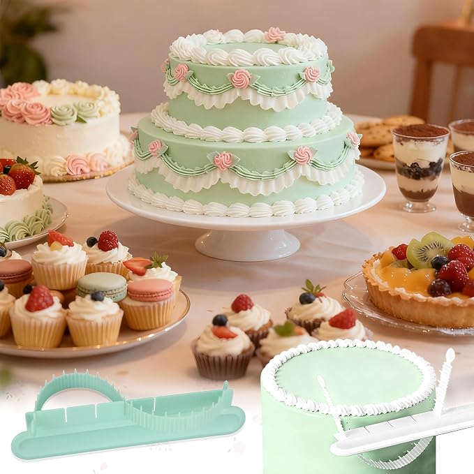 4PCS Cake Arch Guide Tool,Adjustable Fondant Cake Arc Ruler for Cake Baking | Decorative Marking Divider Aid,Pastry Decorating Supplies for Home Kitchen Bakeries Practical Swag Guide Gadgets Accessories