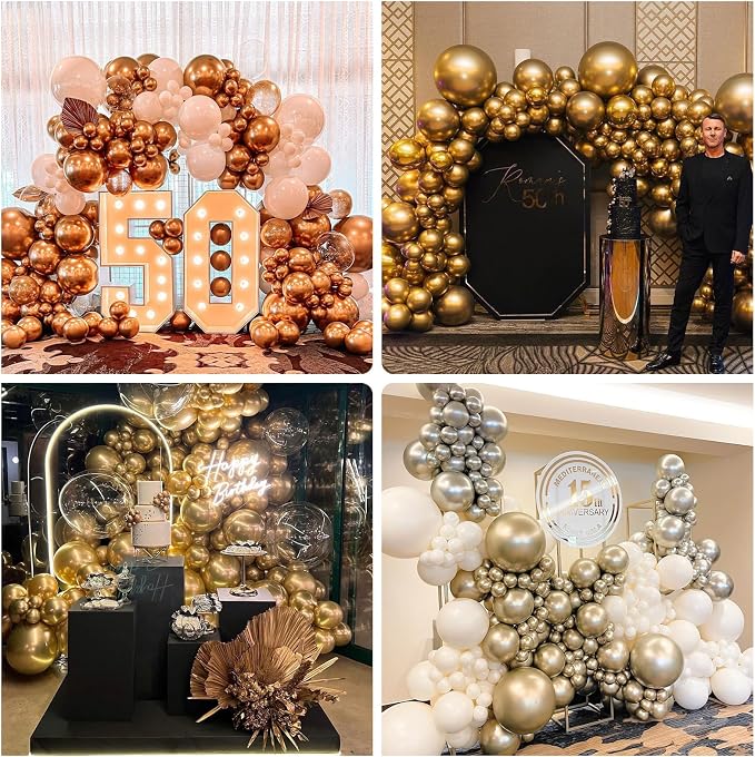 Jobkoo Gold Balloons 12 Inch 100 Pack, Metallic Gold Balloons Chrome Gold Metallic Balloon Shiny Matte Golden Latex Balloons for Birthday Graduation Anniversary Baby Shower Wedding Party Decorations