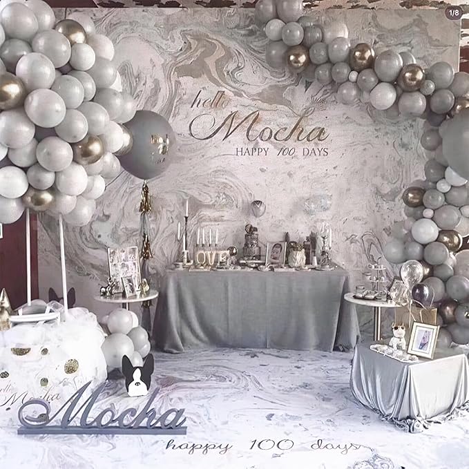 PartyWoo Grey Balloons 140pcs Different Sizes Pack of 18 12 10 5 Inch Light Pastel Pale Gray Latex Balloon Arch Kit Garland for Baby Shower Graduation Wedding Birthday Party Decorations Gray-Y76