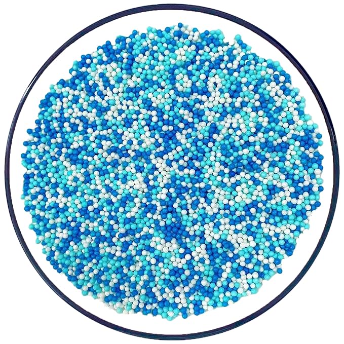 Sentovac Blue and White Nonpareils Sprinkles Edible 2mm Mini Peals Sprinkle for Cake Decorating Sugar Candy Cookie Cupcake Topper Baking Decorations Halloween Christmas Baby Shower Supplies