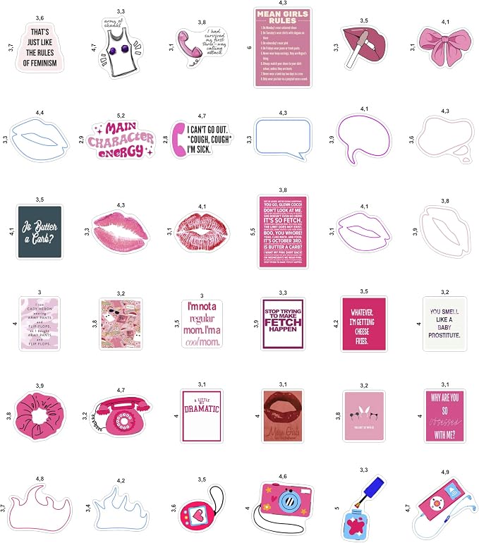 100Pcs Burn Book Stickers for Water Bottle, Laptop - MEA Girls Stickers, Burn Book Party Supplies & Decorations, Merch, Gifts for Women & Men