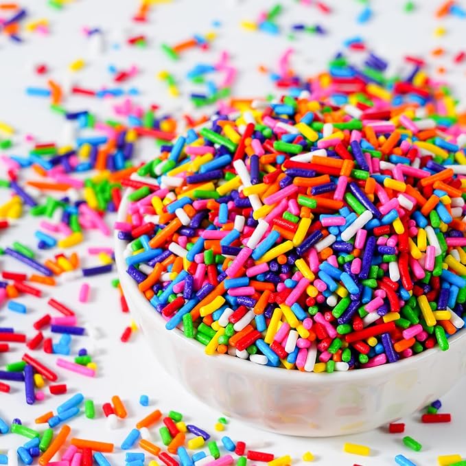 Rainbow Sprinkles Bulk for Baking 7 oz - Rainbow Jimmies Sprinkles for Baking Cookies, Cakes, Cupcakes, Ice Cream, Chocolate | Perfect for Birthday Christmas Parties & Celebrations