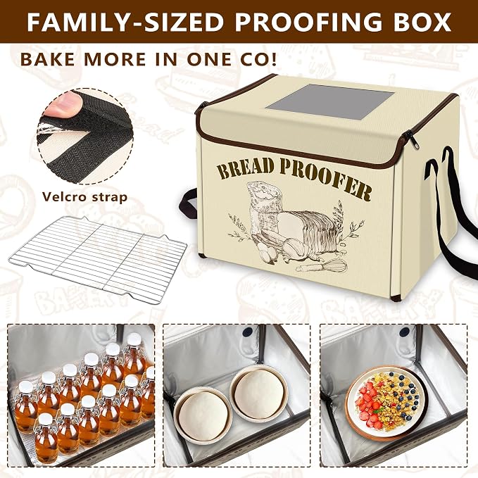 Bread Proofing Box with 3-Sided Heating - Digital Thermostat & Timer (50-113°F) for Perfect Sourdough, Pizza Dough, Yogurt Fermentation, Baking and Rising