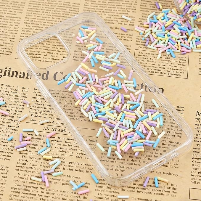 DIYASY 180g Fake Sprinkles, 6.35 oz Non-Edible Resin Sprinkles Faux Plastic Candy Sprinkle Polymer Clay Slices for Nail Art DIY Crafts Cake Phone Case (Multicolor B)