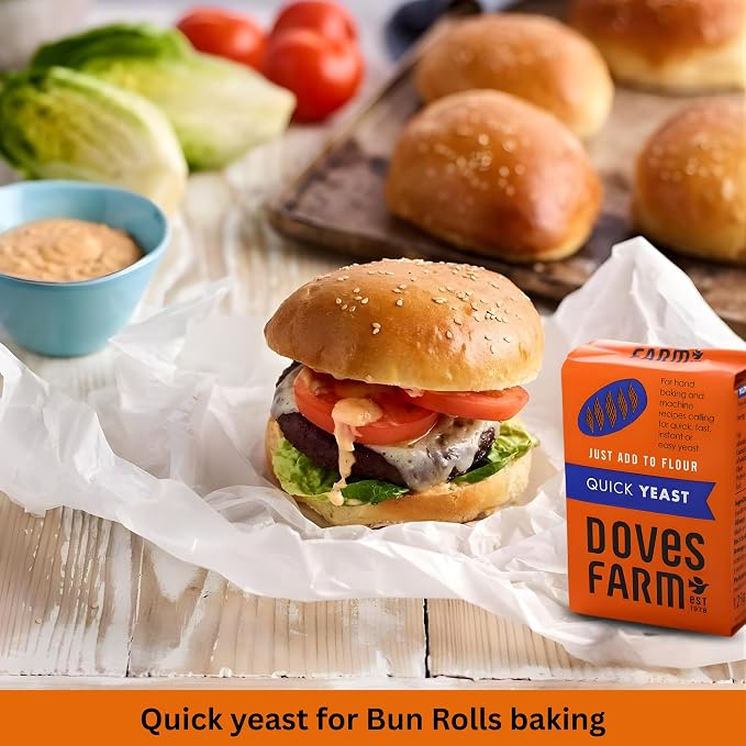 Doves Farm Quick Yeast 4.41 oz (Pack of 5) - Fast Acting Gluten Free Yeast for Baking Bread, Pizza Dough, Rolls | For Hand Baking and Bread Machine | Quick, Fast, Instant, Rapid Rise Leavening Agent