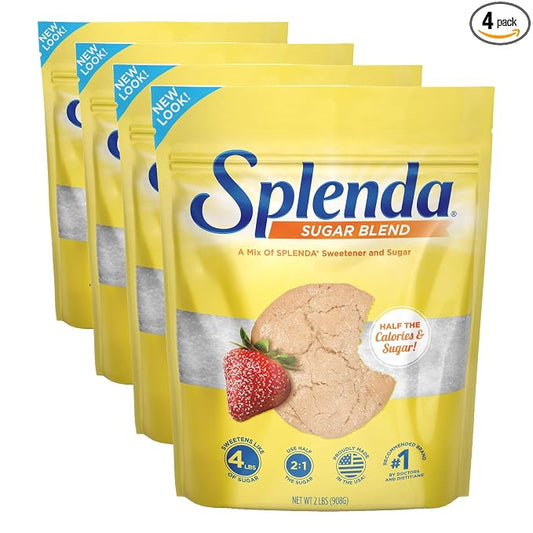 SPLENDA Low Calorie Sweetener for Baking Resealable Bag, Sugar Blend, 32 Ounce (Pack of 4)