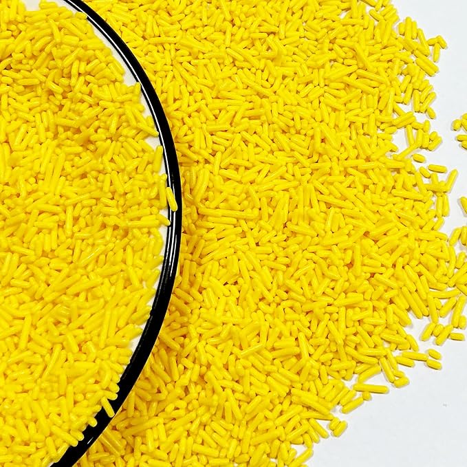 Homipooty Yellow Soft Jimmies Sprinkles Edible Candy Jimmies Sprinkles for Cake Decorating 78g/2.75oz Cookie Cupcake Topper Ice Cream