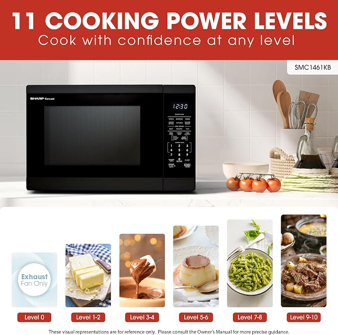 SHARP Countertop Microwave Oven with Removable 12.4" Carousel Turntable, 1100 Watt, 1.4 Cubic Feet, Black