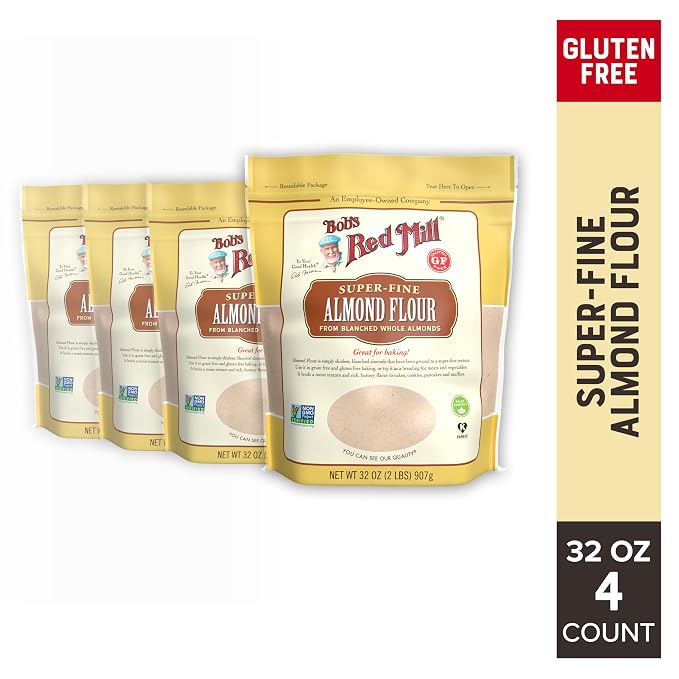 Bob's Red Mill Blanched Almond Flour, Finely Sifted – 2 Pound (Pack of 4) - Non-GMO, Gluten Free, Paleo, Vegan, Keto Friendly