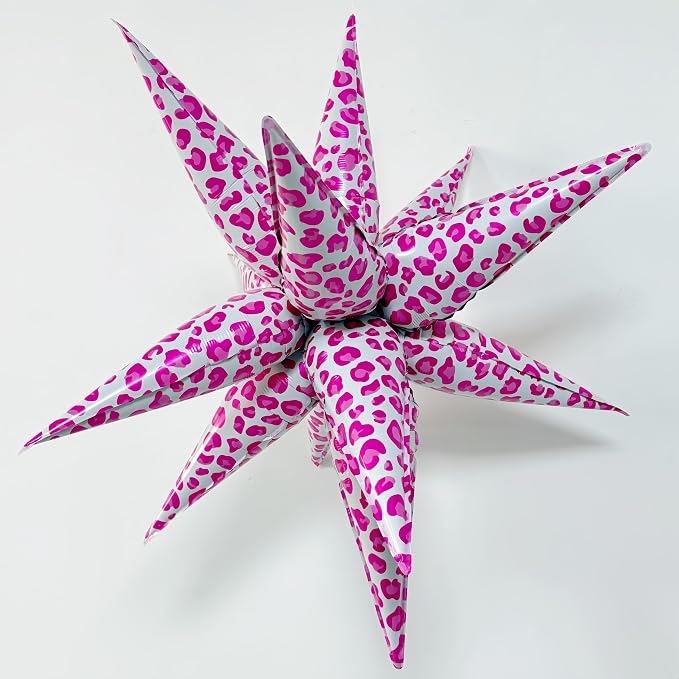 2Pcs 32 Inch Pink Leopard Explosion Star Cheetah Print Balloons/Y2K Party Decor for Girls Birthday, Spa Day, Baddie, Pop Art or Glam Party/Photo Backdrop for Teen Girls Trendy(Pink 2PCS)
