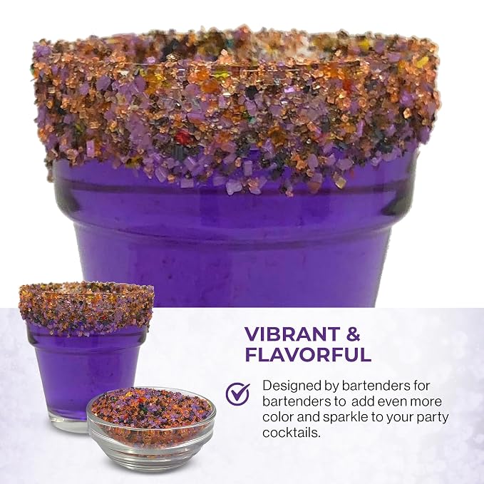 Snowy River Halloween, Cocktail & Margarita Sugar Rimmer - Vibrant Naturally Colored Sugar for Cocktail Rimming, Baking & Decorating, Medium Crystal - 8oz