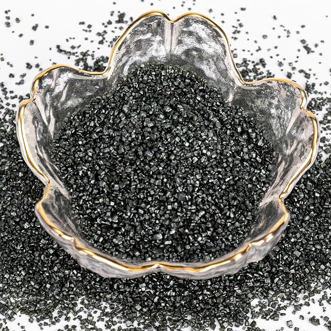 Twisweet Black Sprinkles, Edible Sanding Sugar Crystals for Cake Decorating, Extra Fine Candy Sprinkles for Baking, Cupcake Topping Ice Cream Donut Cookies Decoration, Wedding Party Halloween Christmas Supplies (150g/5.3oz)