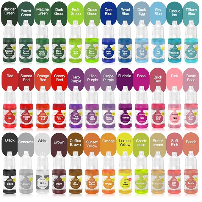 Food Coloring Liquid Set 36Colors: E-Kongton Food Dye Food Grade Vibrant Food Dye Tasteless for Baking, Decorating,Slime,Fondant, Icing,Cooking and DIY Crafts.35 Fl. Oz (10 ml) Each Bottles