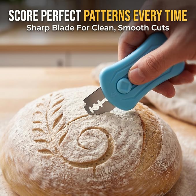 Sourdough Scorer Tool, Extractable Bread Lame Dough Scoring Knife (White) | Upgraded Magnetic Scoring Knife for Sourdough Bread Baking, Bread Razor for Homemade Bread, Includes 10 Razor Blades