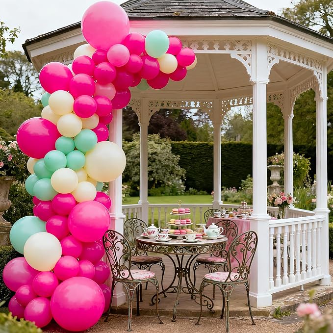 104pcs Hot Pink Balloons Assorted Sizes (18/12/10/5 Inch) - Dark Pink & Magenta Latex Balloons for Bachelorette Party, Princess Birthday, Bridal Shower & Wedding Decorations