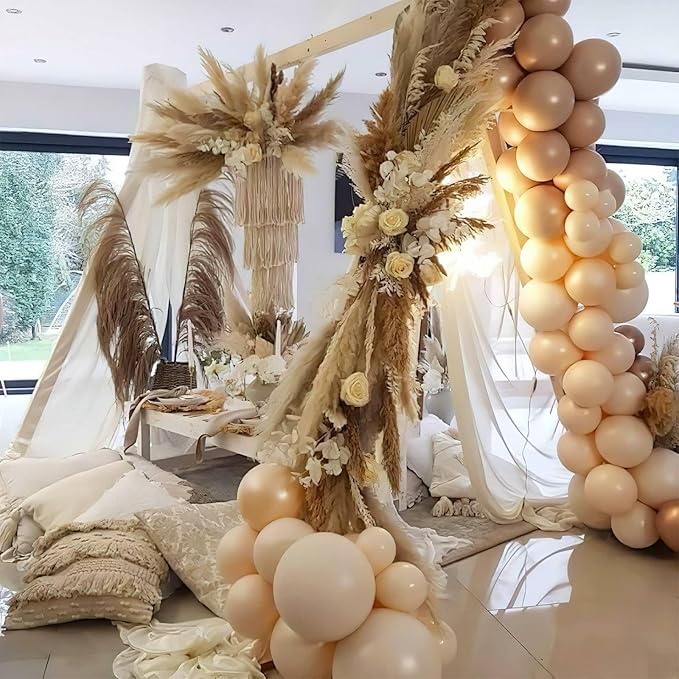 PartyWoo Nude Balloons 100pcs 5 Inch Apricot Boho Fall Neutral Latex Helium Balloons for Graduation Wedding Anniversary Birthday Boy Baby Shower Woodland Boho Theme Party Decorations Brown-F05