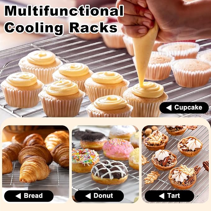 TeamFar Baking Sheet with Rack Set (3 Pans + 3 Racks), 19.6/16/12.5 Inch Stainless Steel Cookie Sheets Baking Pans Trays and Cooling Racks for Cooking Roasting, Non-Toxic & Heavy Duty, Dishwasher Safe