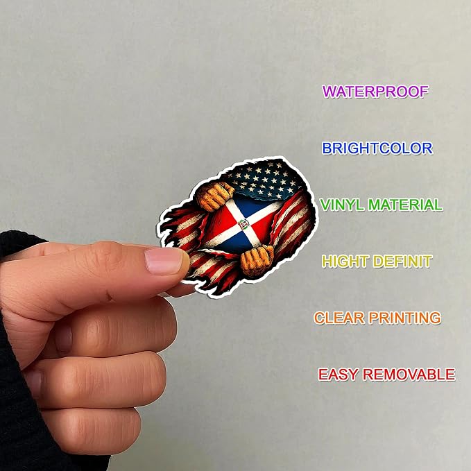 100 PCS Dominican Republic Stickers Pack, Caribbean Travel Vinyl Waterproof Decals of Punta Cana Puerto Plata Samaná Santo Domingo Culture Food Flag Beach Art for Laptop Water Bottle Scrapbook