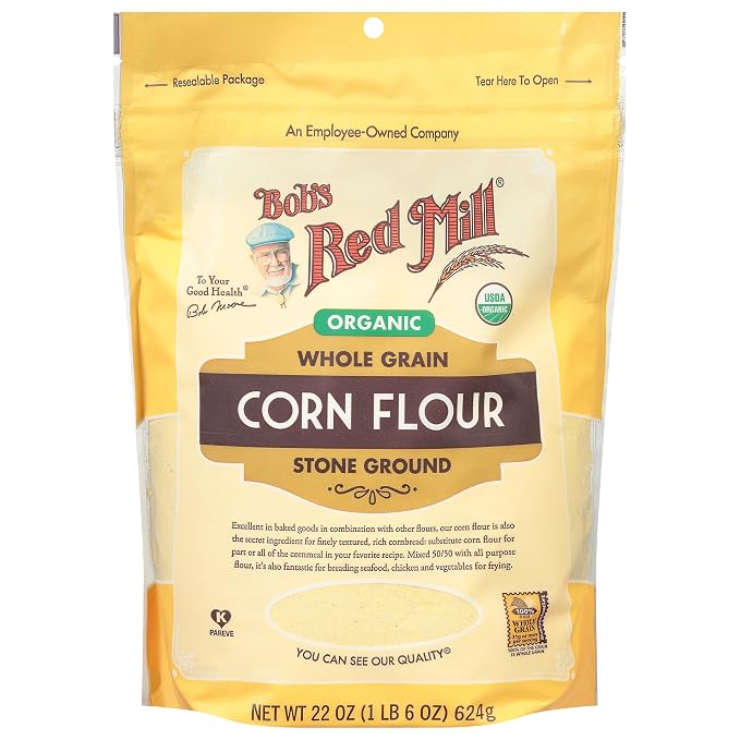 Bob's Red Mill Organic Corn Flour, 22oz (Pack of 4) - Organic, Non GMO, Whole Grain, Vegan, Kosher
