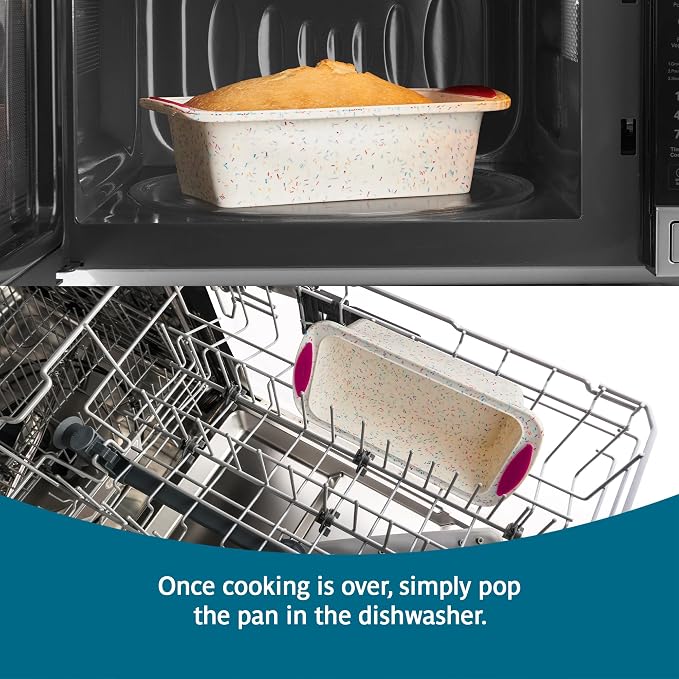 Trudeau 05118555 Structure Loaf Pan Silicone Bakeware, Medium, Confetti White