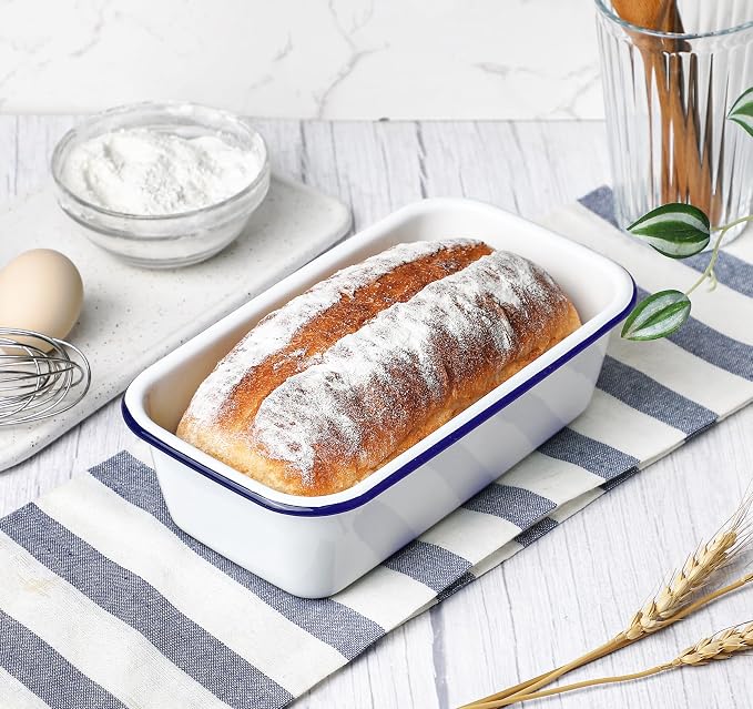 Webake Enamel Loaf Pan 8.5 x 4.5 in Banana Bread Loaf Pan for Baking, Even Heat Distribution, Nonstick Enamelware Meatloaf Pan