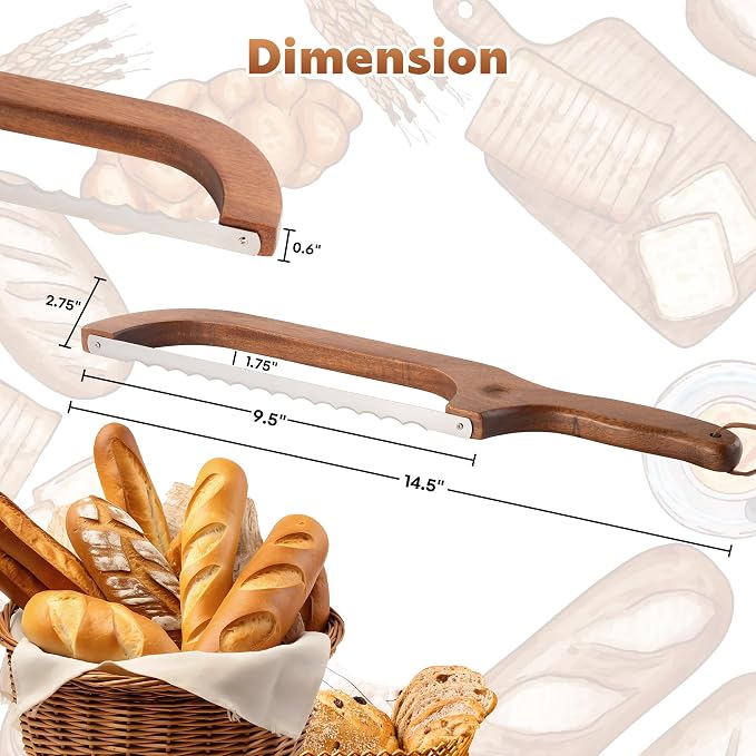 Pranski Bread Knife for Homemade Bread 14.5'' Sourdough Bread Knife, Premium Slicer for Homemade Bread, Baguettes and More Cuts Thin, Ergonomic Handler Premium Sharpness Blade