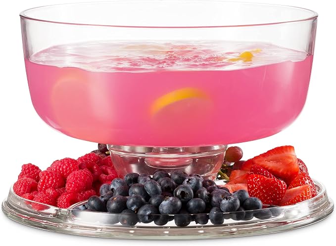 Godinger Cake Stand and Serving Plate Platter with Dome Lid, 6 in 1 Multi-Purpose Use, Crystal Glass Footed Cake Stand, Salad Bowl, Cake Plate, Fruit Platter - Made in Italy