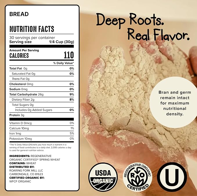 Stone-Milled Bread 00 Flour – USDA Organic & Regenerative Organic Certified Heritage Grain Wheat – Reliable Rise for Artisan Breads, Pizza & Pastries