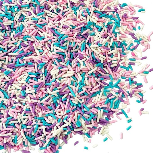 Homipooty Pastel Sprinkles Edible Purple Pink Blue White Jimmies Sprinkles for Cake Decorating Jimmies Sprinkles 78g/2.75oz Cookie Cupcake Topper Ice Cream