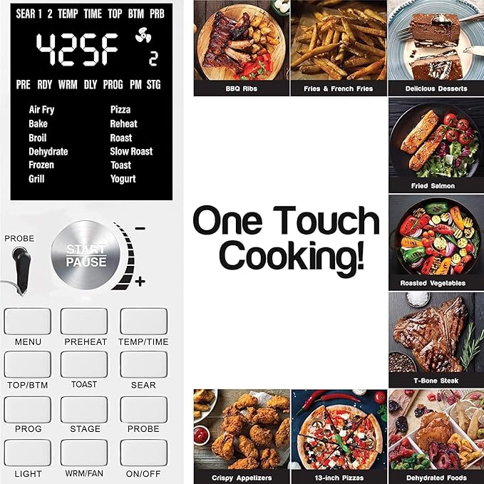 Nuwave Bravo Air Fryer Toaster Smart Oven, 12-in-1 Countertop Convection, 30-QT XL Capacity, 50°-500°F Temperature Controls, Top and Bottom Heater Adjustments 0%-100%, Brushed Stainless Steel Look