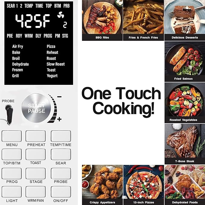 NUWAVE Bravo XL Air Fryer Convection Toaster Oven Countertop, 112-in-1 Smart Grill Combo with Original Flavors & Marks, Adjustable Heating Zones for Pizza, Roast, Bake, 50-500°F, Stainless Steel, 30QT
