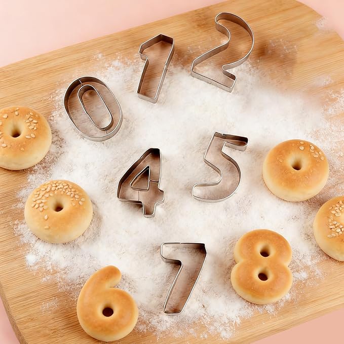 2 In 9 pcs Number Cookie Cutters Set,Stainless Steel Birthday Numbers 0-8(6 Reverses to 9),Cookie Fondant Dough Numbers Kitchen Baking,for Birthday wedding family gathering Christmas Party