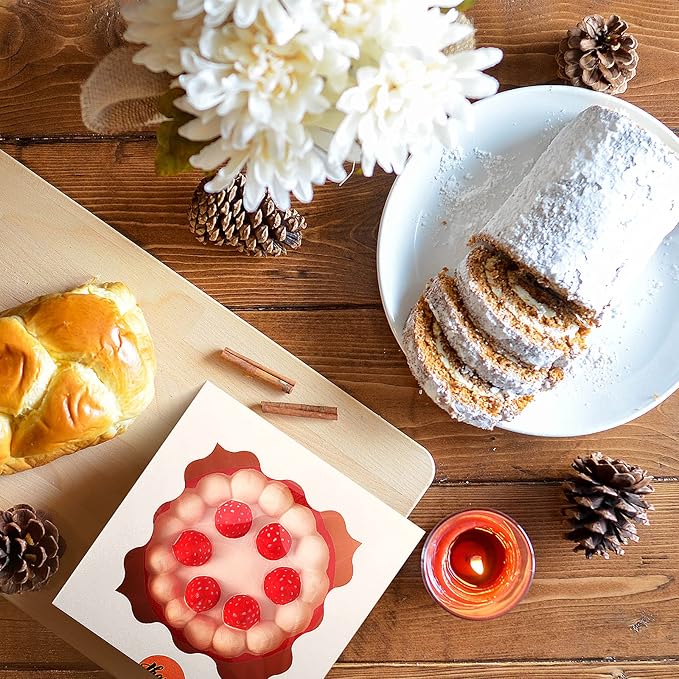 Eupako 6x6x3-Small-Cakes-Boxes - Bakery-Boxes-with-Window-White-Cookie-Boxes-Kraft-Treat-Boxes-Charcuterie-Box for Pastry, Cupcakes, Pie, Donuts