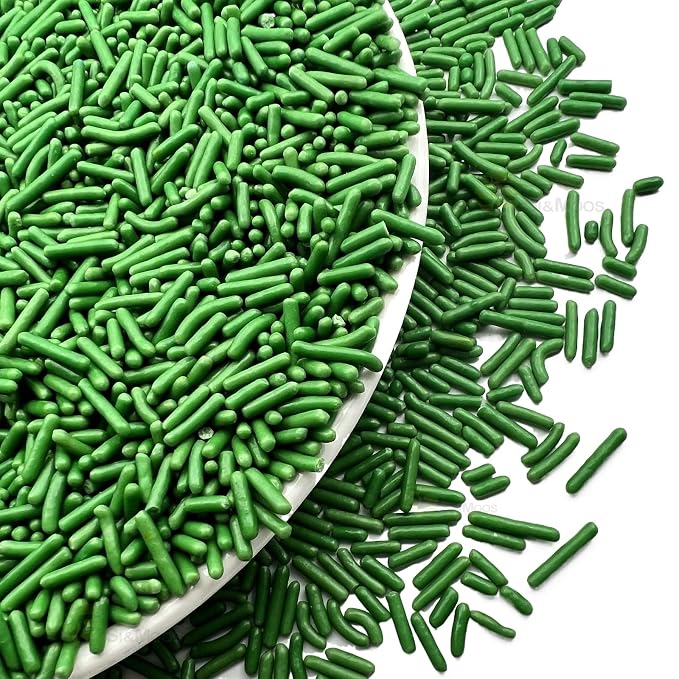 SE Si&Moos Green Sprinkles Edible Green Jimmies Soft Jimmy Sprinkles Halloween Cake Decorations Christmas Cookie Decorations for Topping Ice Cream, Cookies, Cakes, Cupcakes, Dessert Decorating 2.75 OZ