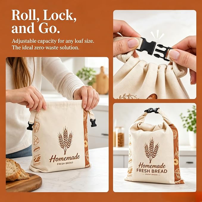Beeswax Bread Bags for Sourdough,Reusable Organic Linen Cotton Bread Storage Bag with Removable Wax Liner – Easy Clean & Keeps Homemade Bread Fresh (style-C)
