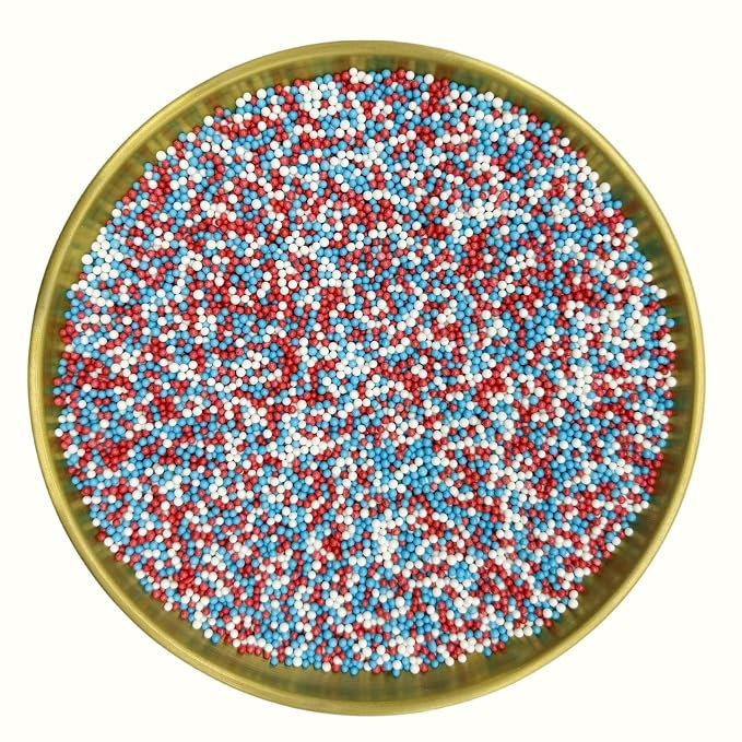 Dynastang 2mm Patriotic Pearls Sprinkles Edible Pearls Cake Decorating Stars Cake Decorations Cupcake Toppers Cookie Decorating Perfect for Cakes, Cupcakes, Desserts Toppings 3OZ