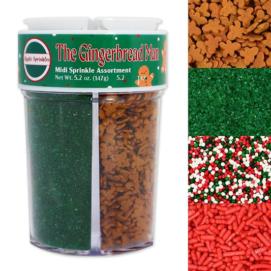 Mystic Sprinkles 4 Cell Sprinkle Assortments (The Gingerbread Man, Midi)