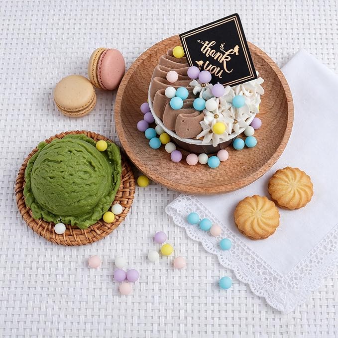 Pastel Sprinkles for Cake Decorating, 7.8oz Macaron Pearl Sprinkles 4 Sizes Mix for Cake Cupcake Cookie Baking Donuts Ice Cream Toppings