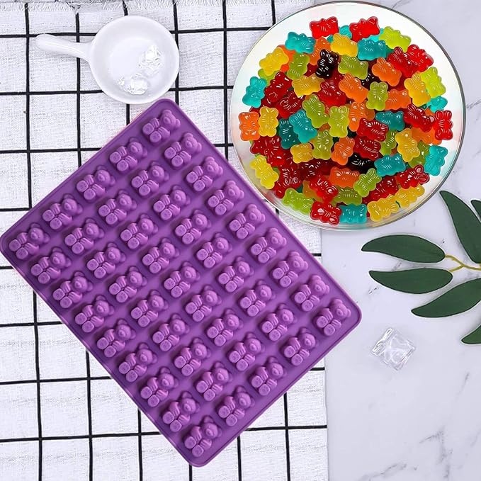 4Pcs Gummy Candy Molds - Silicone Gummy Bear Molds with 2Pcs Dropper,Non-stick and Bpa Free for Candy Chocolate Gummies Baking