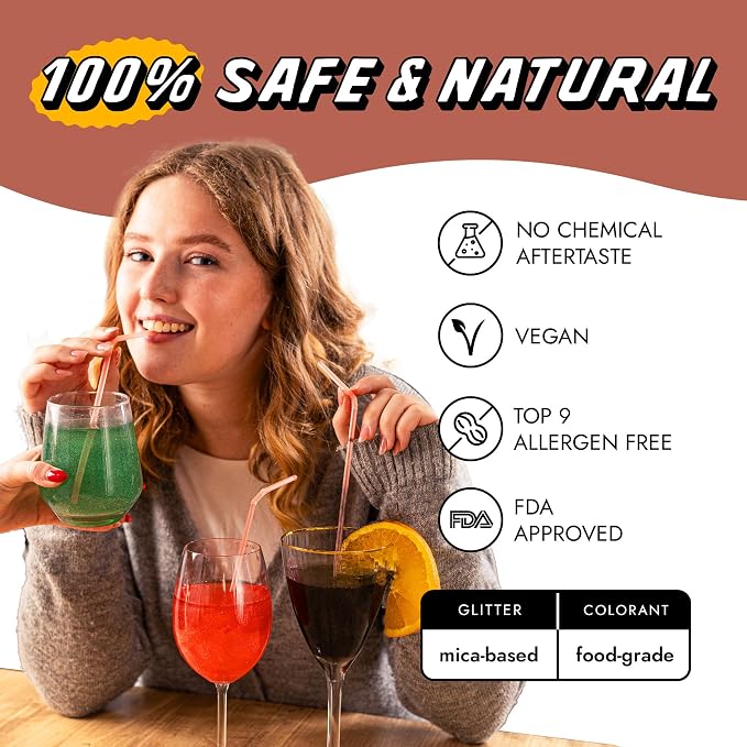 MONÉGASQUE Rose Gold Edible Glitter for Drinks 10g – Rose Gold Edible Glitter for Cakes – Chocolate, Cupcake, Strawberries, & Cake Decorations Sparkles – Cocktails & Drink Shimmer Powder