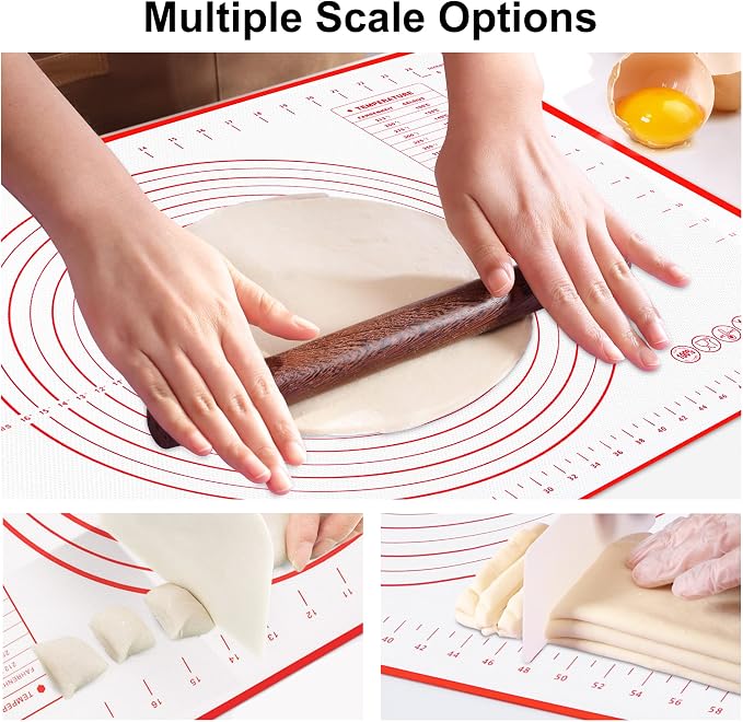 HOOMIL Silicone Baking Mat, 24"x16" | Food-Grade, BPA-free, Non-Stick,Non-Slip, Precision Measurements, Large, Easy to store