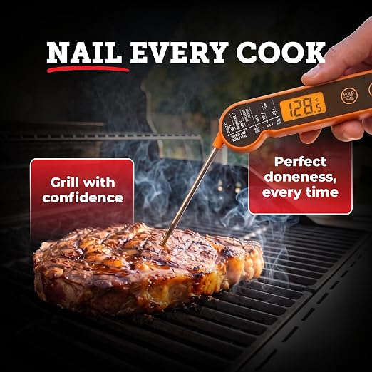 Lightyear Meat Thermometer | Instant Read Cooking Thermometer for Grilling, Roasting & BBQ, Built-in Magnet, IP65 Waterproof, Food-Grade Stainless Steel Temperature Probe