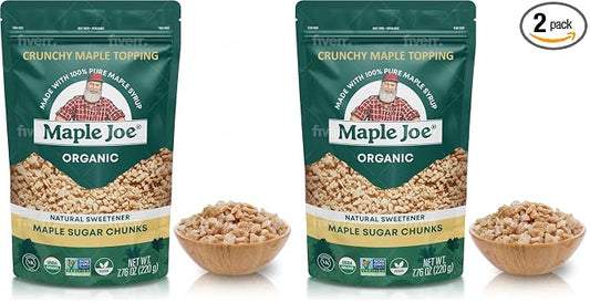 Maple Joe Organic Maple Sugar Sprinkles, Maple Flakes Made With Canadian 100% Pure Maple Syrup. Delicious With Coffee, Ice Cream, Yogurt & More Maple Sugar Granulated Chips Maple Chunks 7.8 oz