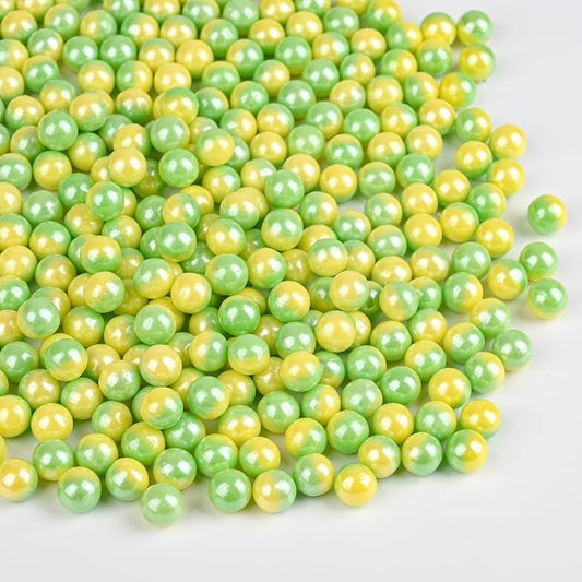 Edible Pearls for Cake Decorating Yellow & Green Sprinkles for Cookies, Baking, Ice Cream, Cupcake Topper Pearl Sprinkles Perfect for Wedding Party Valentines Christmas Holiday Supplies 3.52 Ounce
