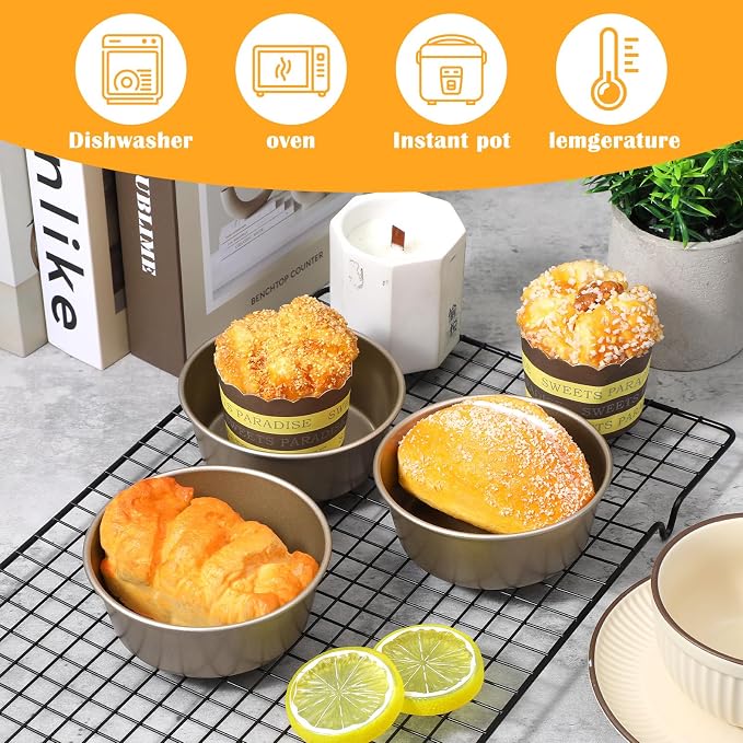 10 PCS Air Fryer Mini Pie Pan Tart Tins, Jumbo Muffin Cupcake Pans 4 Inch Air Fryer Hamburger Bun Mold, Non-Stick Air-Fryer Egg Baking Pan Individual Mini Cake Pans for Baking
